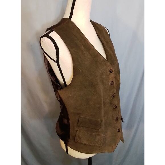 B B Dakota dark Brown leather vest (unisex) - Picture 1 of 5